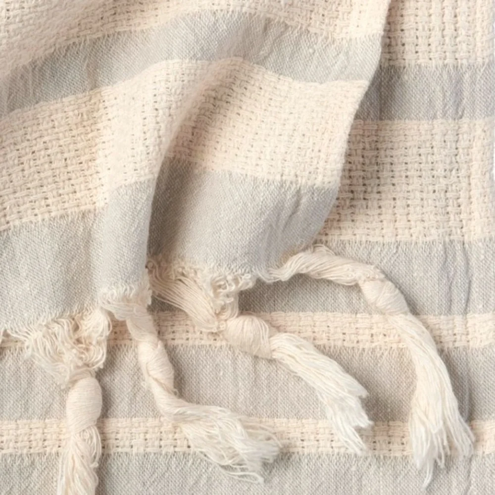 Organic Cotton Loom Weave Spa Bath Towel Gray + Natural Stripe